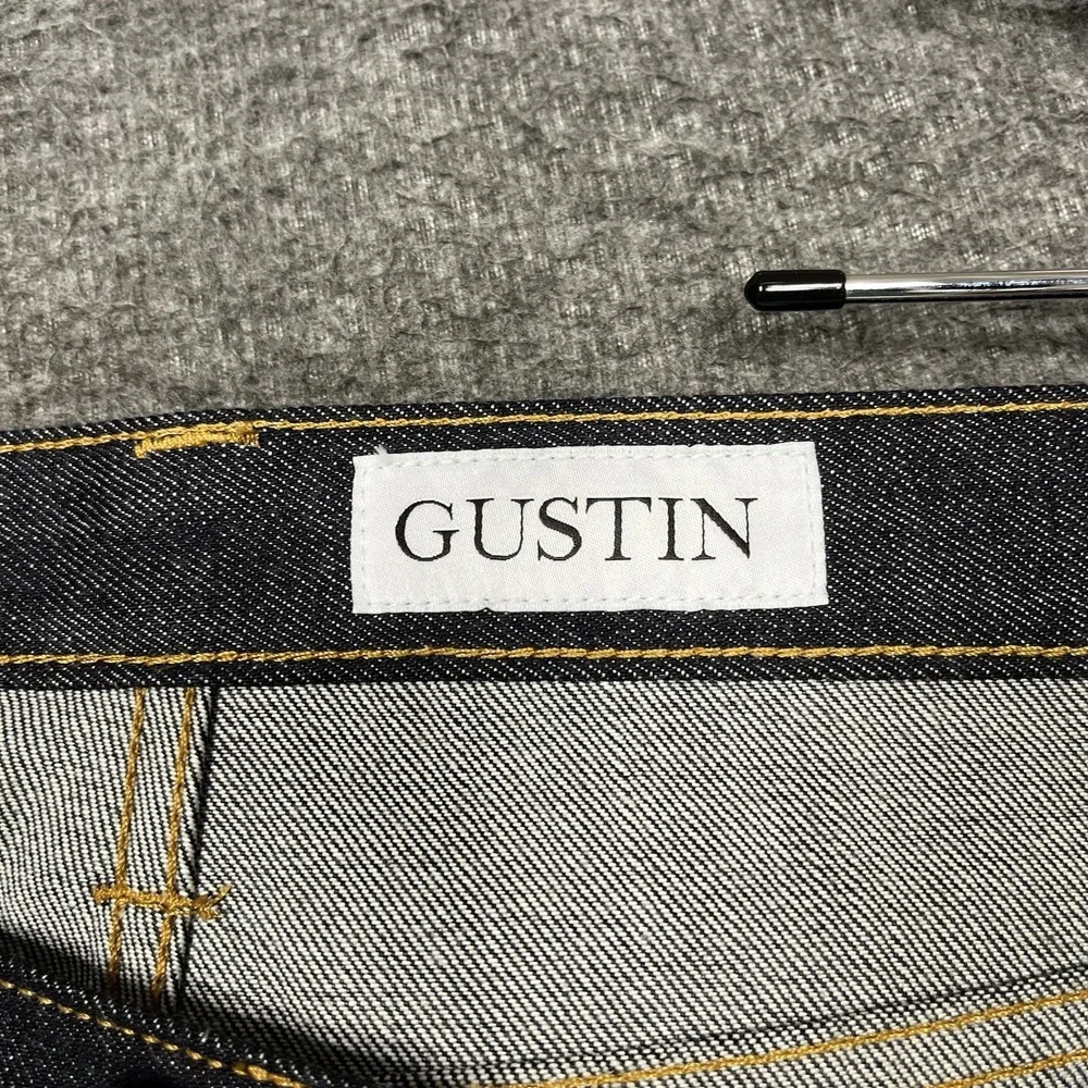 Gustin Jeans Mens 33x36 Blue Slim Fit Button Fly Indigo Raw Selvedge Denim
